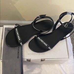 Balenciaga Black Strappy Flat Sandals